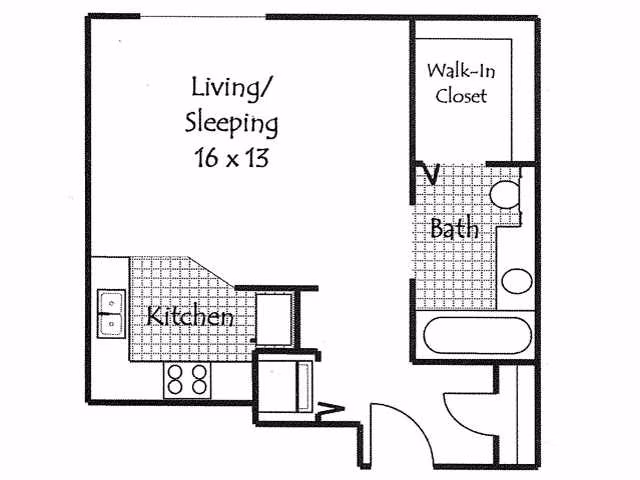 Studio 1 Bath S1 220 floor plan